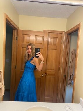 Smocked Royal Blue Maxi Dress